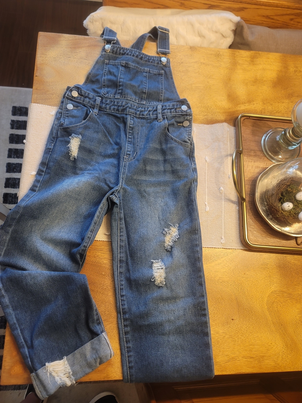 Distressed Denim Overalls Youth Boys, sz 9/10